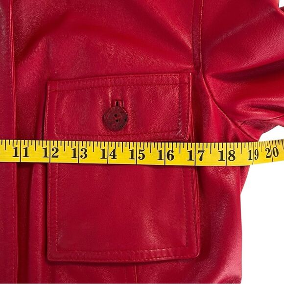 Parri's Italian Red Leather Jacket Size M Emily In Paris Emily Cooper Inspired - Picture 5 of 10